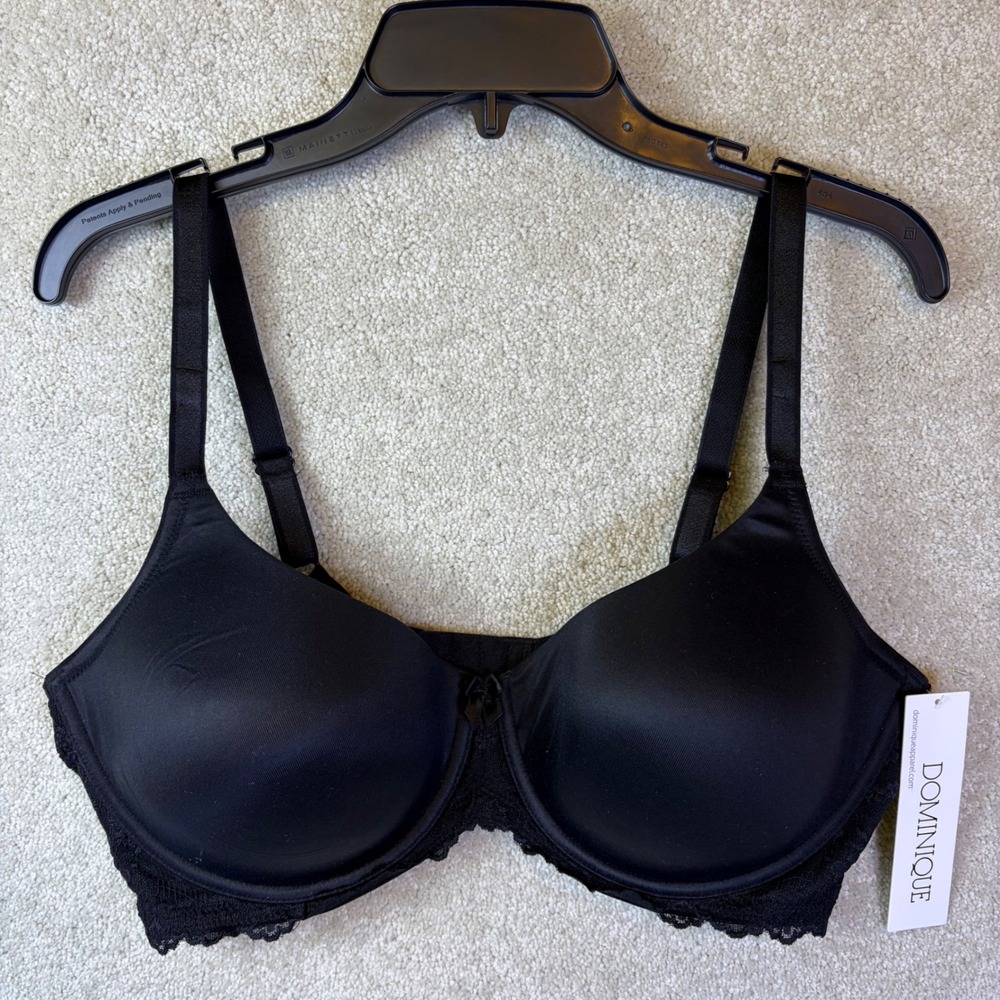 Dominique Bra Women 40D Black Style 3501 Lace Trim Underwire Full Coverage NEW